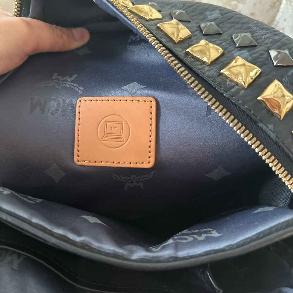 Authentic MCM Black Backpack with Gold Studs - Picture 9 of 17